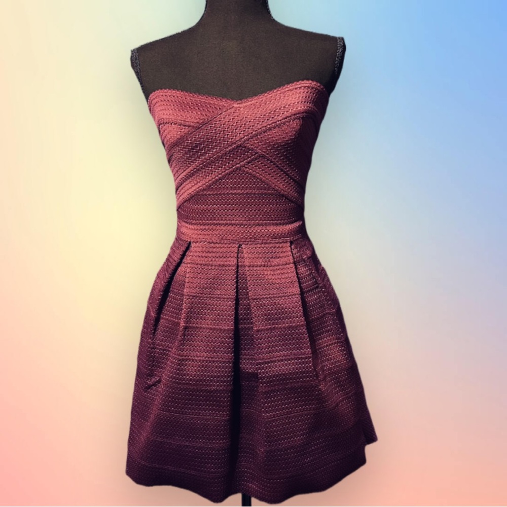 Elegant Strapless Maroon/Wine Dress